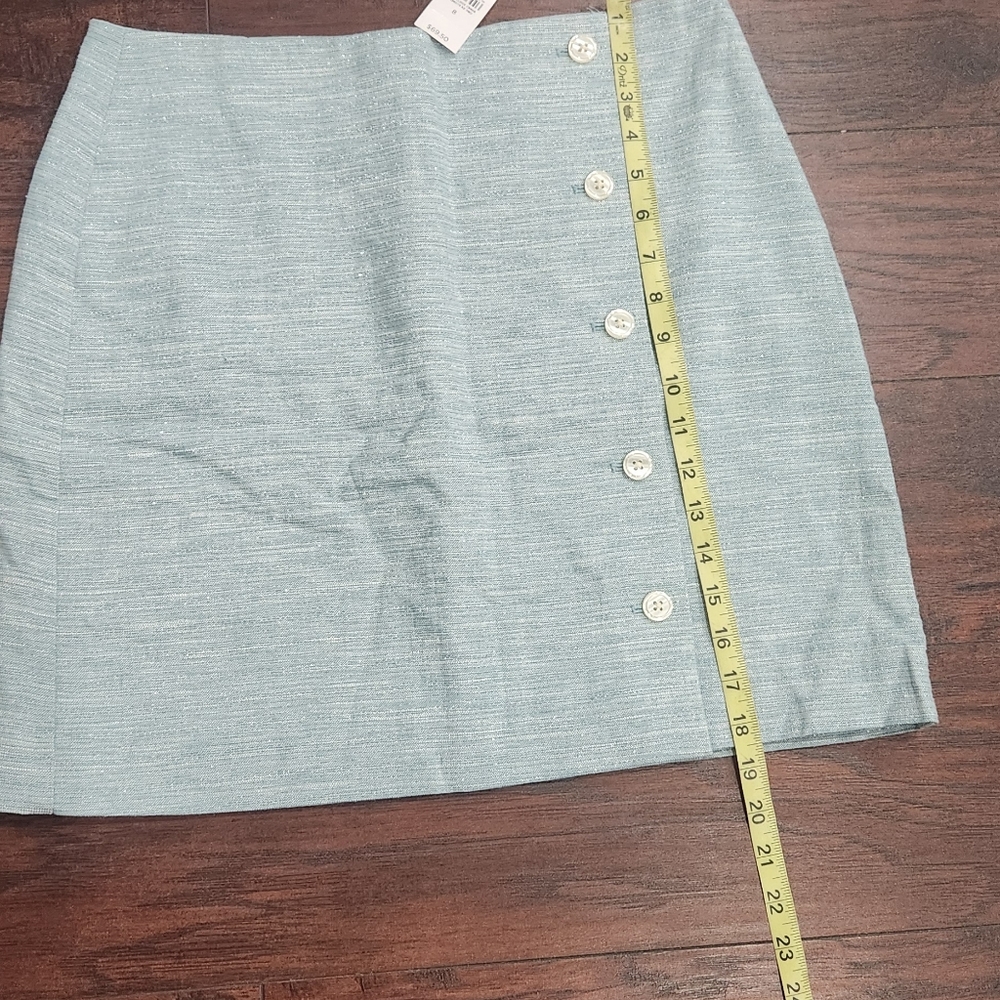 LOFT LINEN Light Blue Button-Front Skirt NEW!! - Picture 7 of 10